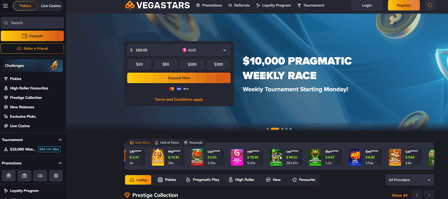 Vegastars Casino has simple verification process